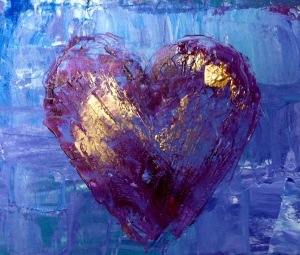 Lipson, Copper Heart, 2014, acrylic on paper, 5" x 5"